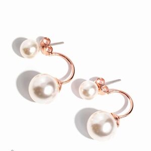 Paparazzi Gold and White Pearl Earrings Daydreamy Dawn Copper Fashion Jewelry